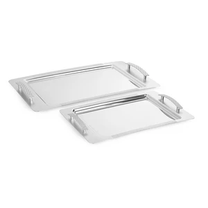 Nehir Serving Tray Set, 2 Pieces, Matt Silver, Turkey