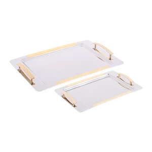 Nehir Serving Tray Set 2 Pieces, Turkey - Shiny Gold  
