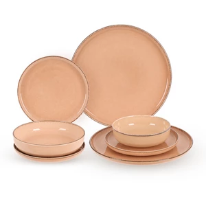 Kutahya Dinner set, 24 Pieces for 6 Persons, Porcelain - Blush Pink
