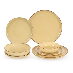 Kutahya Dinner set, 24 Pieces for 6 Persons, Porcelain - Latte