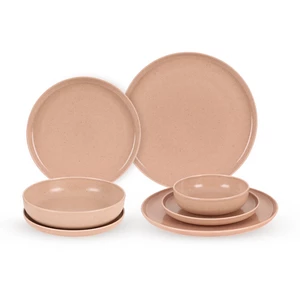 Kutahya Dinner set, 24 Pieces for 6 Persons, Porcelain - Dusty Rose Beige