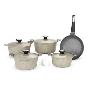 Neoflam Cookware Set, Granite Polygon 9 Pieces, Warm Marble, Made In Korea