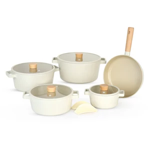 Neoflam Cookware Set, Ceramic Fika 11 Pieces, Sand, Made In Korea