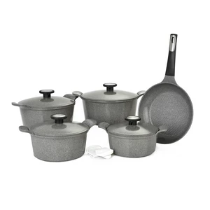 Neoflam Cookware Set, Granite Polygon 9 Pieces, Grey Marble, Made In Korea