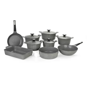 Neoflam Cookware Set, Granite Polygon 14 Pieces, Grey Marble, Made In Korea