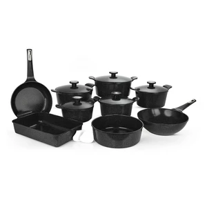 Neoflam Cookware Set, Granite Polygon 14 Pieces, Black Marble, Made In Korea