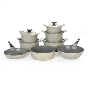 Neoflam Cookware Set, Granite Polygon 14 Pieces, Warm Marble, Made In Korea