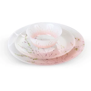 Luminarc Trompette Dinner Set, Arcopyrex 46 Pieces, Round - Pink