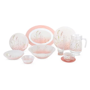 Luminarc Trompette Dinner Set, Arcopyrex 46 Pieces, Round - Pink