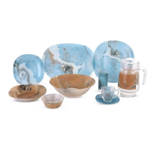 Luminarc Gismon Dinner Set, Arcopyrex, 46 Pieces, Square - Blue
